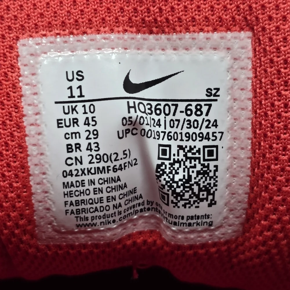 Nike Air Max 1 Red Crimson Sneakers Shoes Men's HQ3607-687 Size 11 New